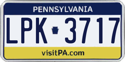 PA license plate LPK3717