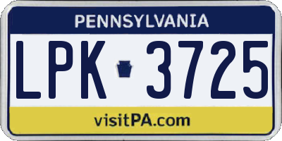 PA license plate LPK3725