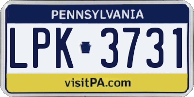 PA license plate LPK3731