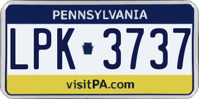 PA license plate LPK3737
