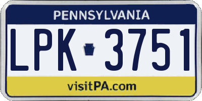 PA license plate LPK3751