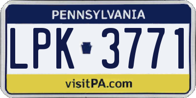 PA license plate LPK3771