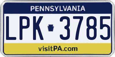 PA license plate LPK3785