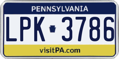 PA license plate LPK3786