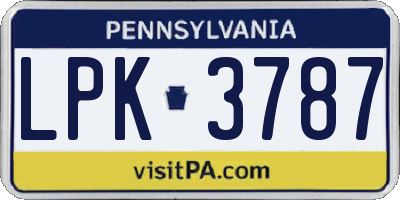 PA license plate LPK3787