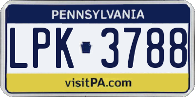 PA license plate LPK3788
