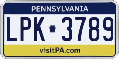 PA license plate LPK3789