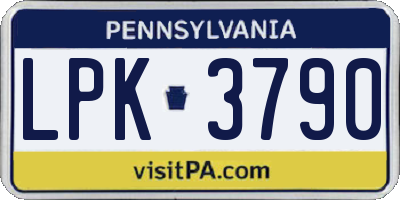 PA license plate LPK3790