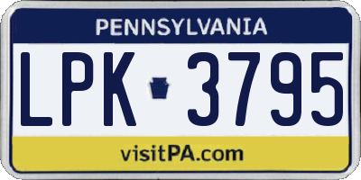 PA license plate LPK3795