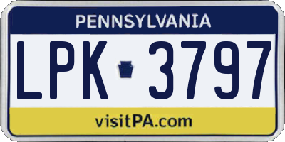 PA license plate LPK3797