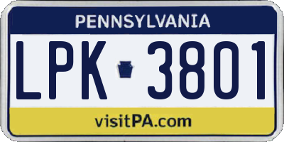 PA license plate LPK3801