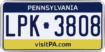 PA license plate LPK3808