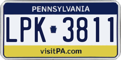 PA license plate LPK3811