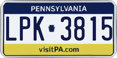 PA license plate LPK3815
