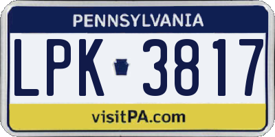 PA license plate LPK3817