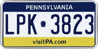 PA license plate LPK3823