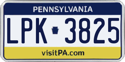 PA license plate LPK3825