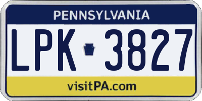 PA license plate LPK3827