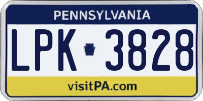 PA license plate LPK3828