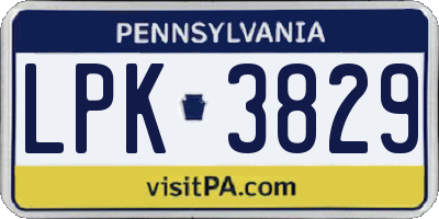 PA license plate LPK3829
