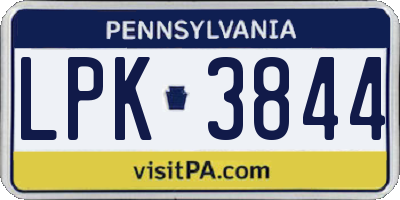 PA license plate LPK3844