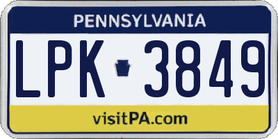 PA license plate LPK3849
