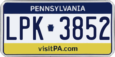 PA license plate LPK3852
