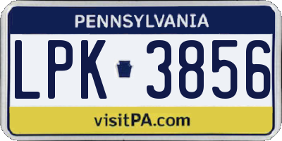 PA license plate LPK3856
