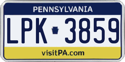 PA license plate LPK3859