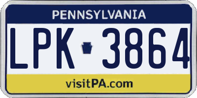 PA license plate LPK3864