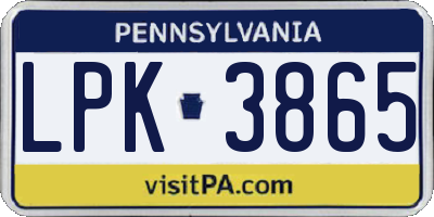 PA license plate LPK3865