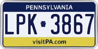 PA license plate LPK3867