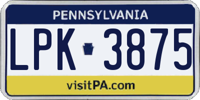 PA license plate LPK3875
