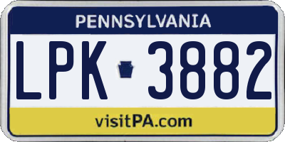 PA license plate LPK3882