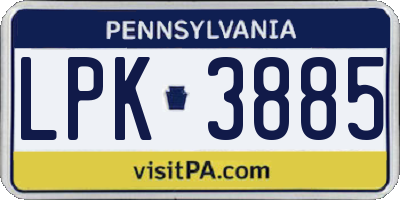 PA license plate LPK3885
