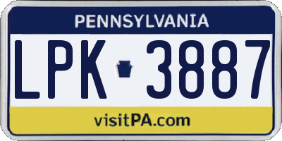 PA license plate LPK3887
