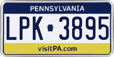 PA license plate LPK3895