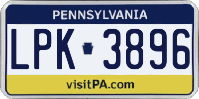PA license plate LPK3896
