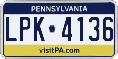 PA license plate LPK4136