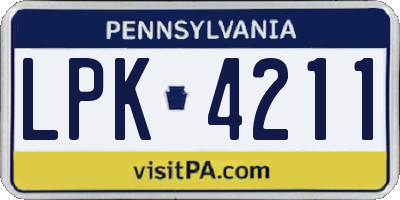PA license plate LPK4211