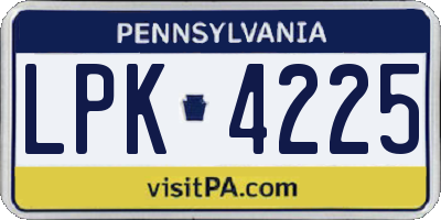 PA license plate LPK4225