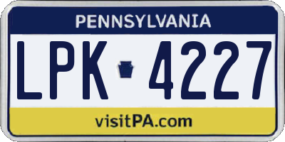 PA license plate LPK4227