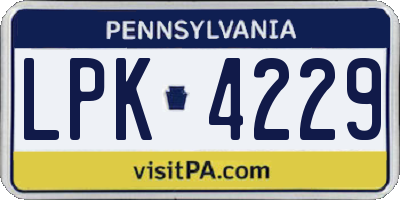 PA license plate LPK4229