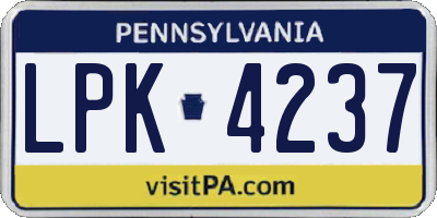 PA license plate LPK4237