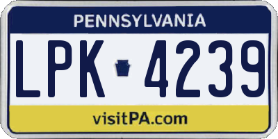 PA license plate LPK4239