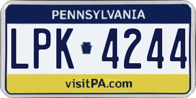 PA license plate LPK4244