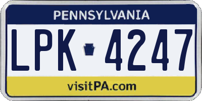 PA license plate LPK4247