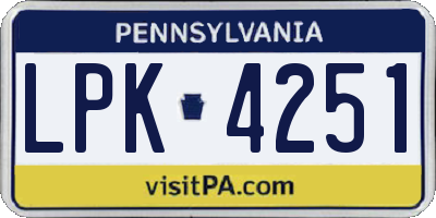 PA license plate LPK4251
