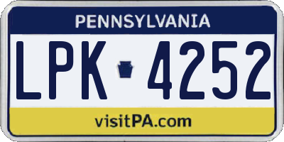 PA license plate LPK4252
