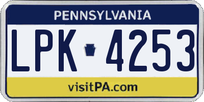 PA license plate LPK4253